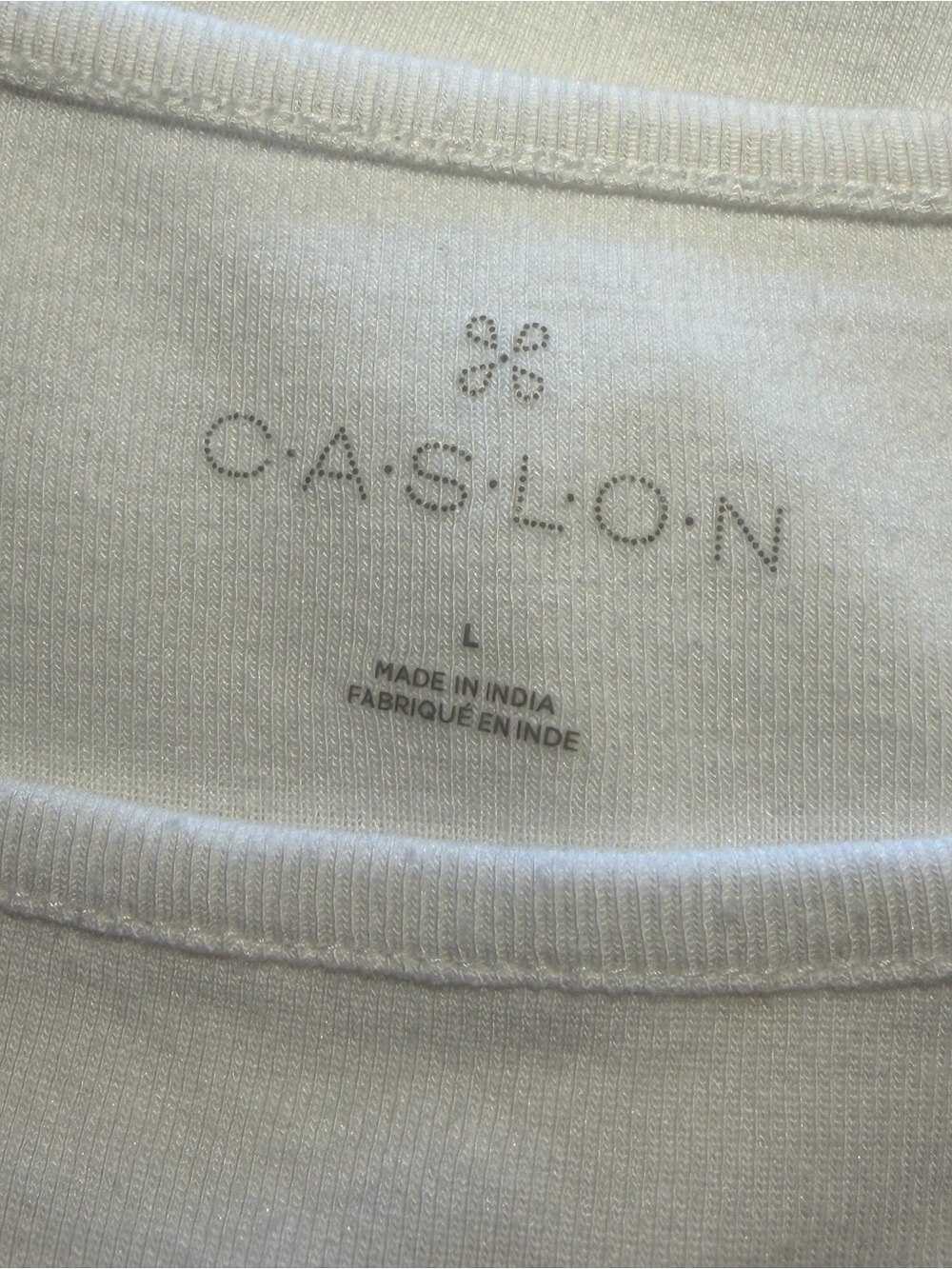 Caslon Boat Neck Long Sleeve T-Shirt Knit Top in White Cotton Modal Blend Sz L - Picture 7 of 8